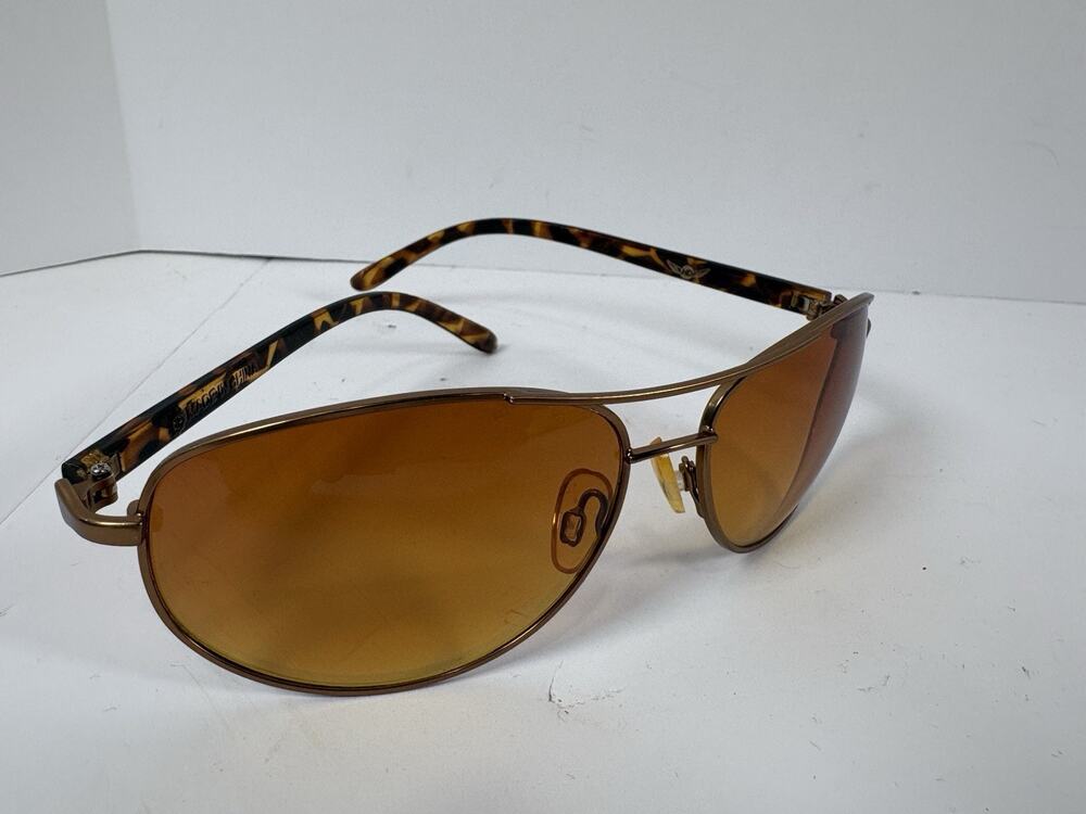 Harley Davidson Sunglasses Brown Amber Lens Metal Frame Tortoise Arms Biker HD